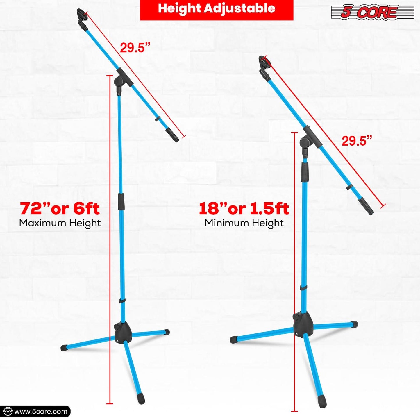 5Core Tripod Mic Stand Heavy Duty Adjustable Holder Floor Microphone