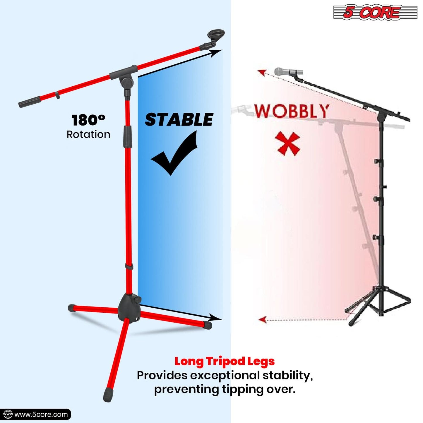 5Core Tripod Mic Stand Heavy Duty Adjustable Holder Floor Microphone