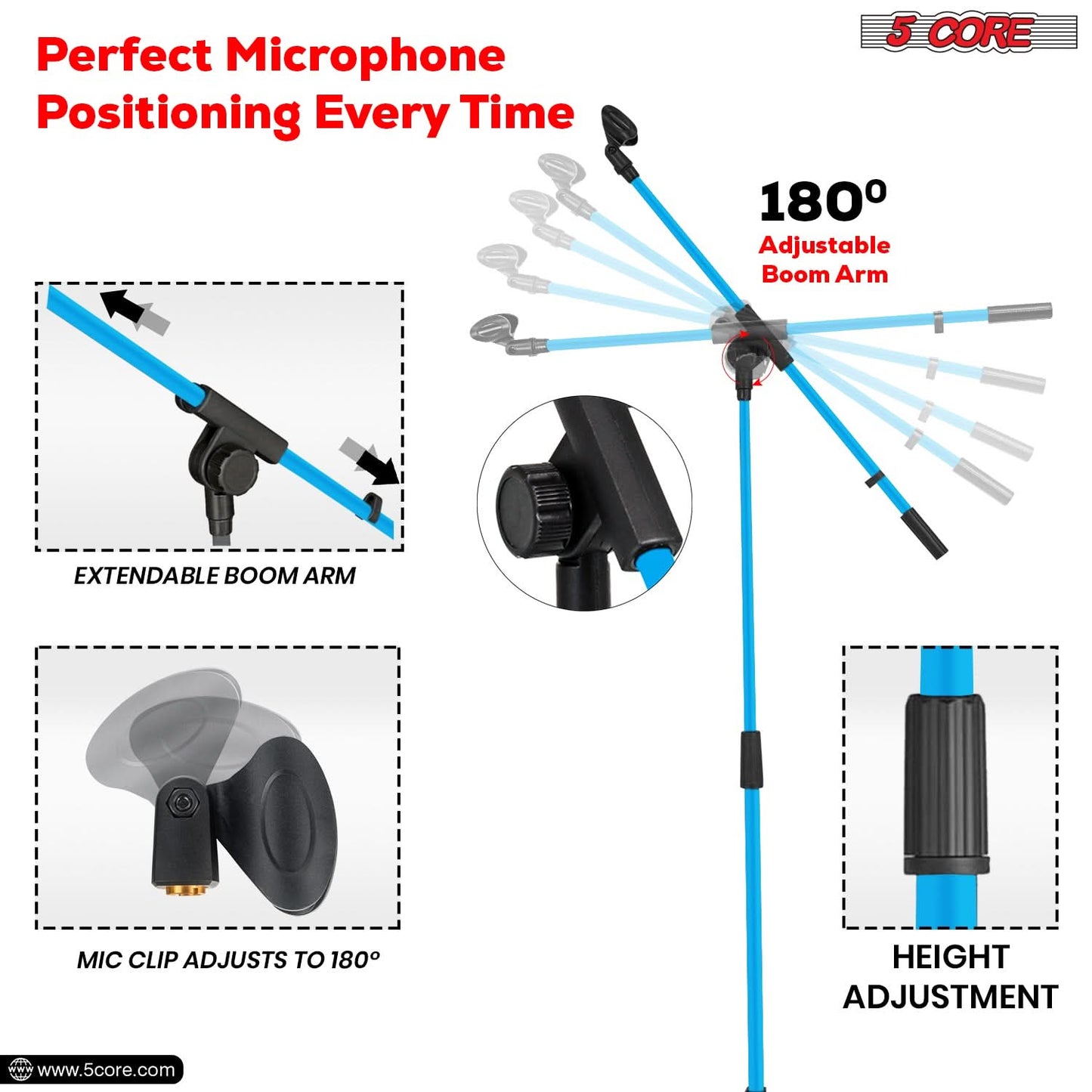 5Core Tripod Mic Stand Heavy Duty Adjustable Holder Floor Microphone