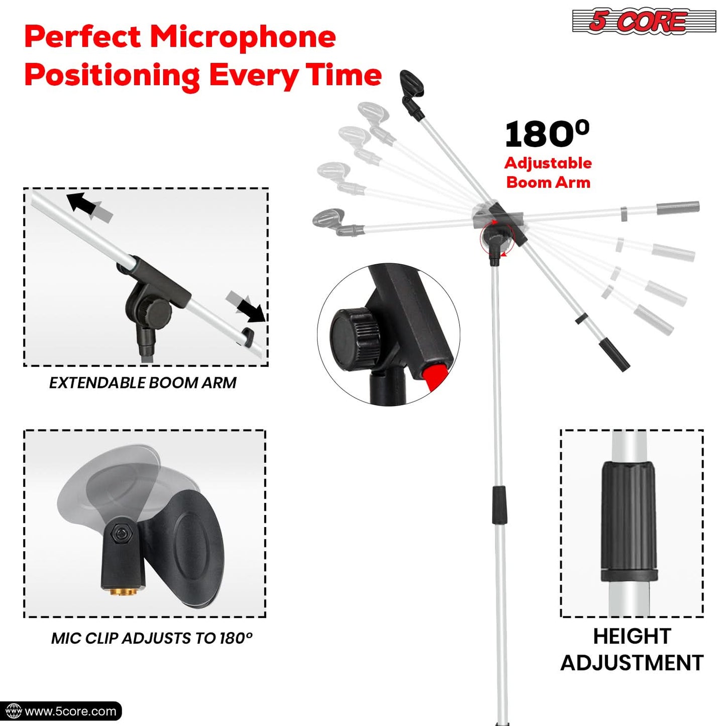 5Core Tripod Mic Stand Heavy Duty Adjustable Holder Floor Microphone