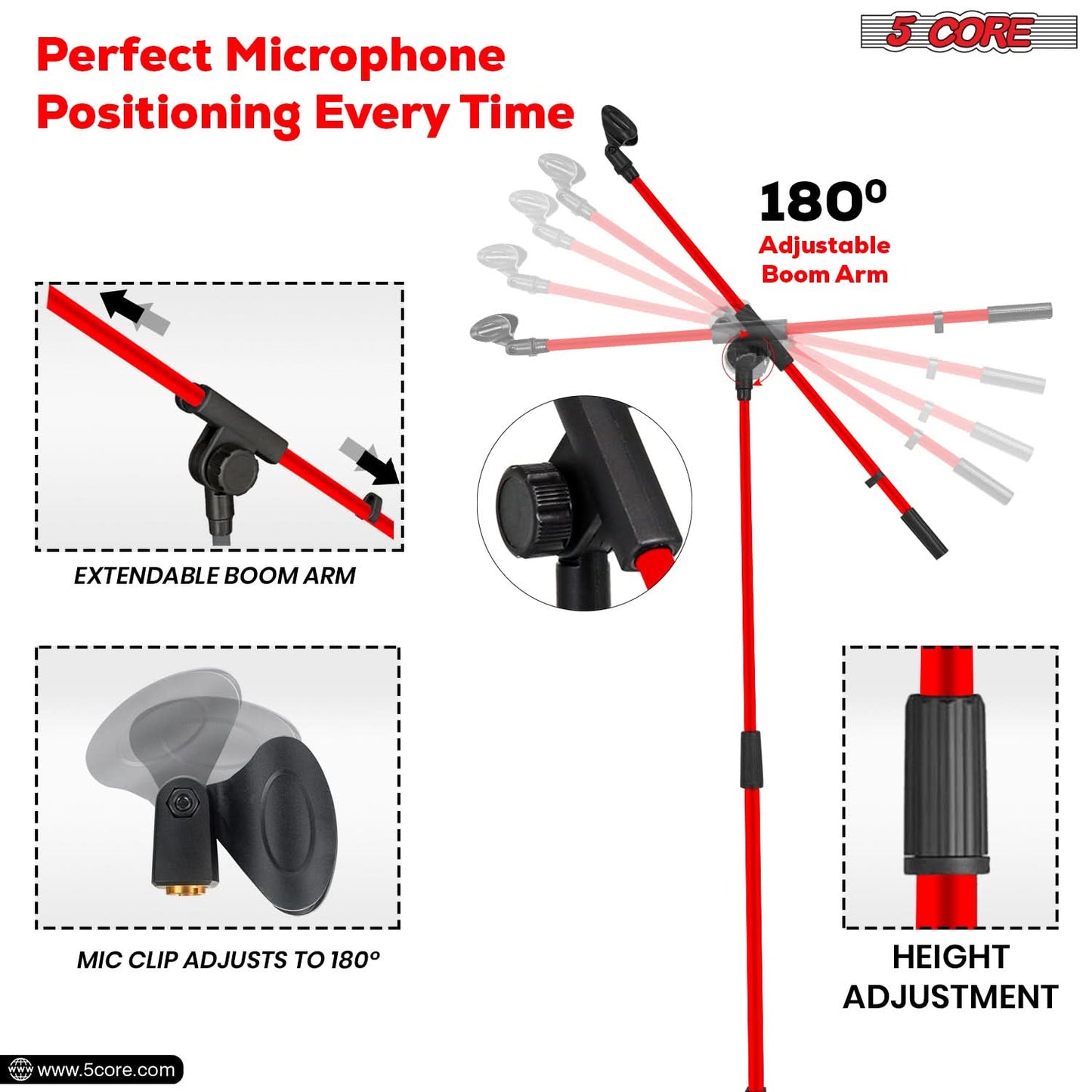5Core Tripod Mic Stand Heavy Duty Adjustable Holder Floor Microphone