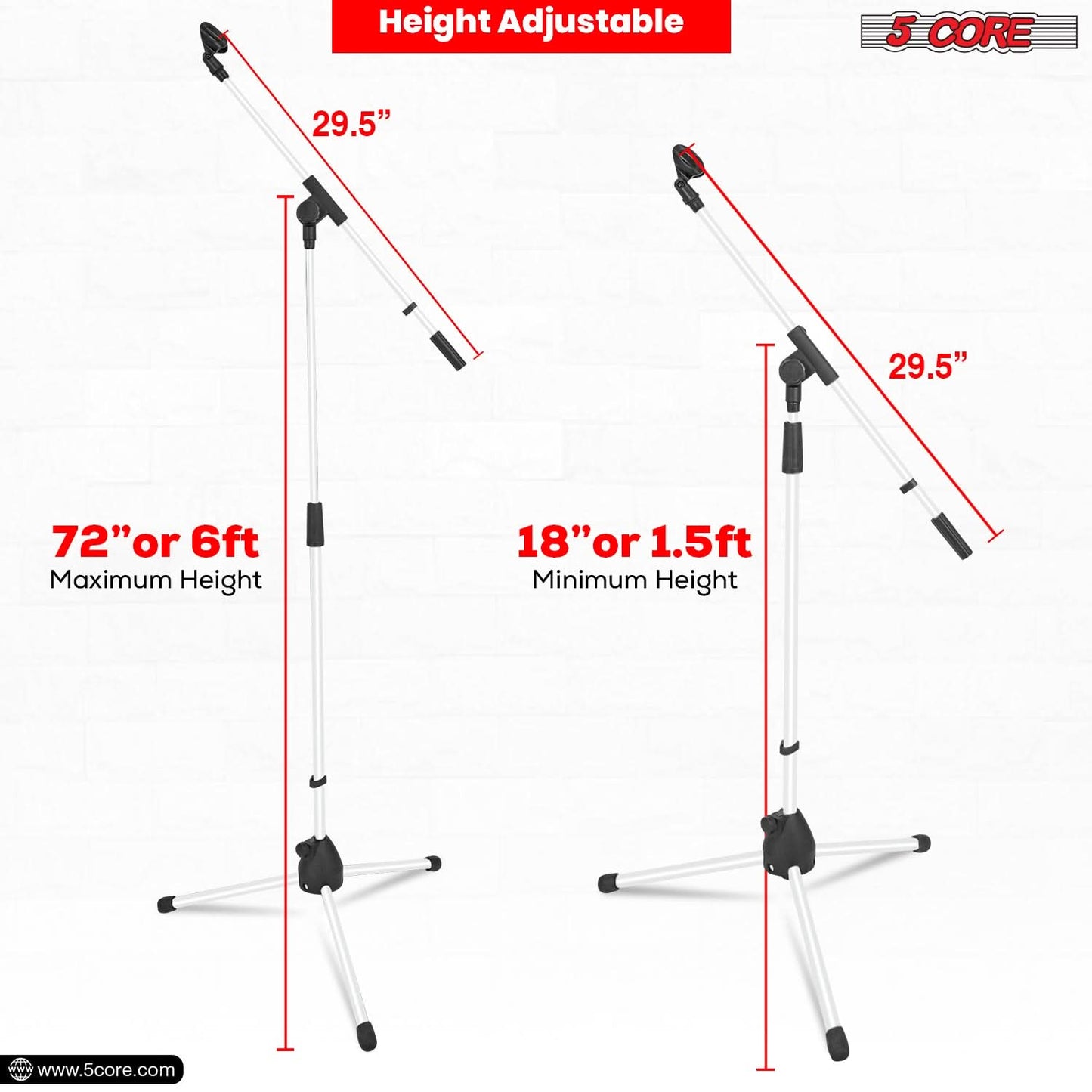 5Core Tripod Mic Stand Heavy Duty Adjustable Holder Floor Microphone