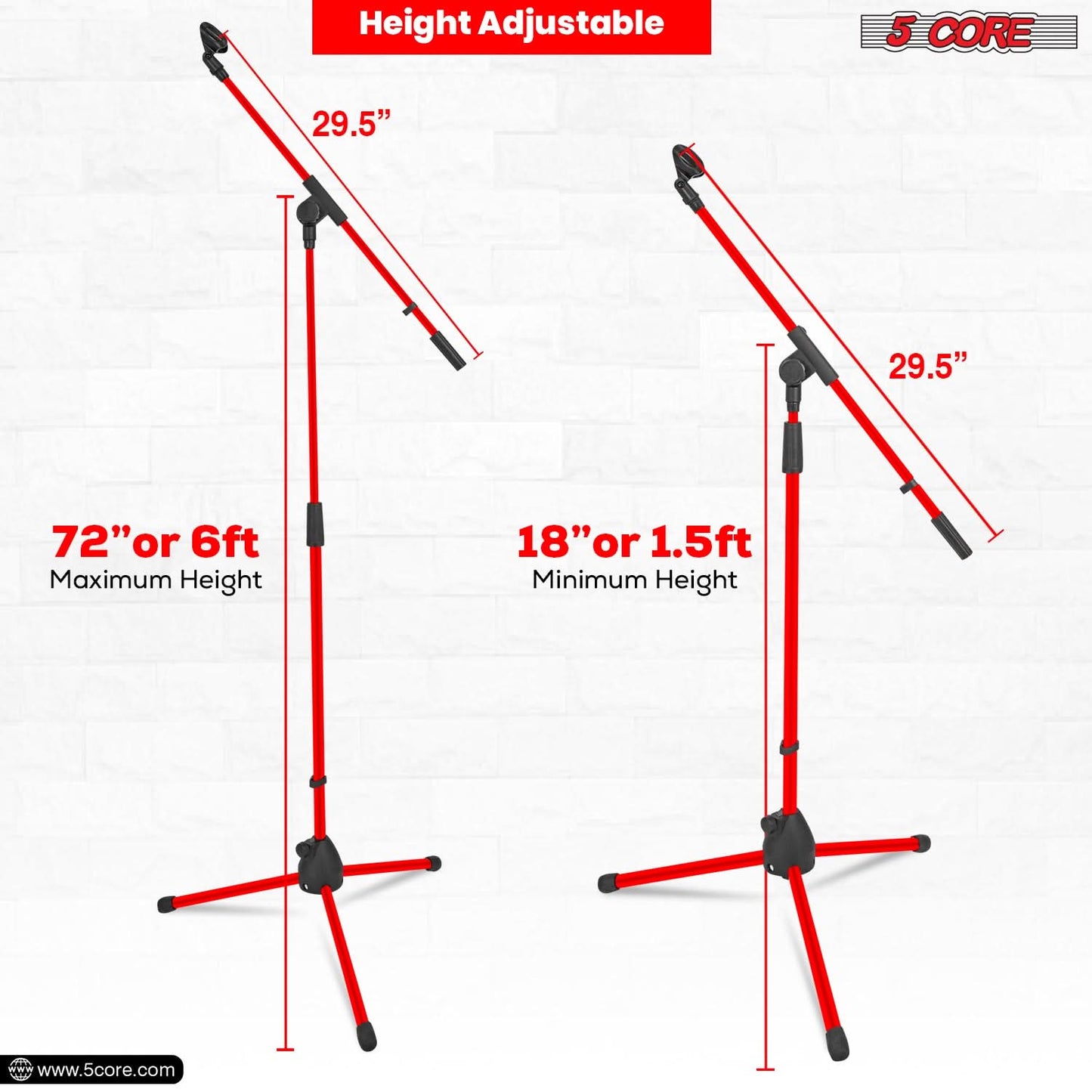 5Core Tripod Mic Stand Heavy Duty Adjustable Holder Floor Microphone