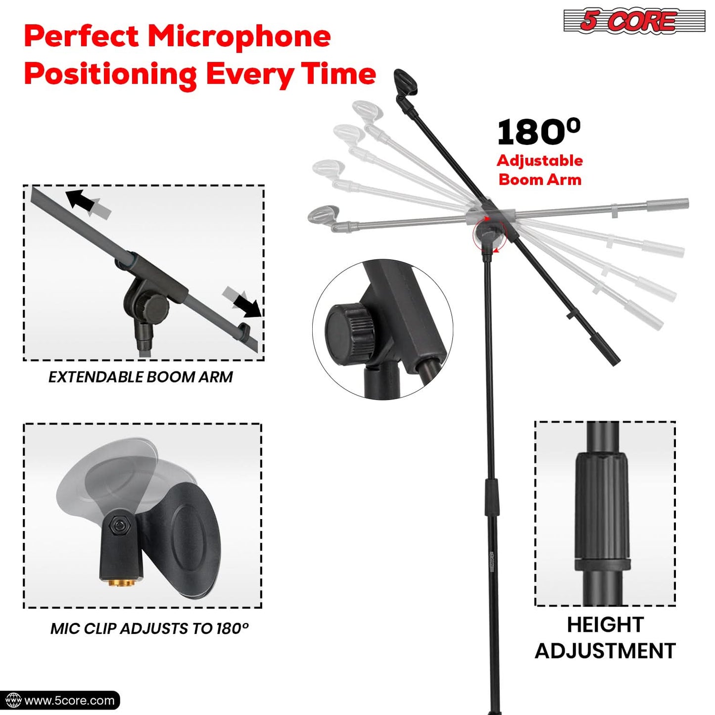 5Core Tripod Mic Stand Heavy Duty Adjustable Holder Floor Microphone