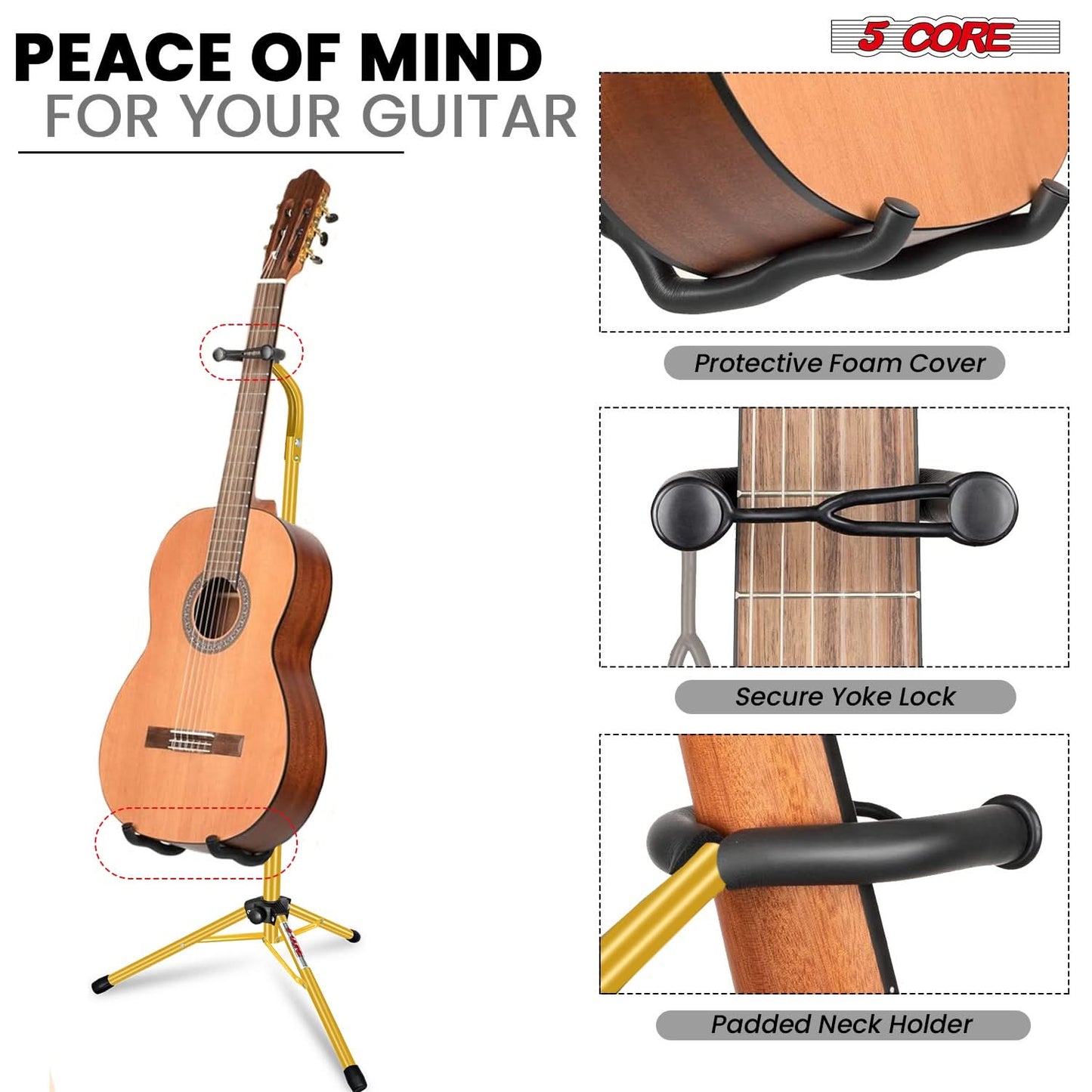 5Core Guitar Stand Floor Foldingholder Soporte Para Guitarra for