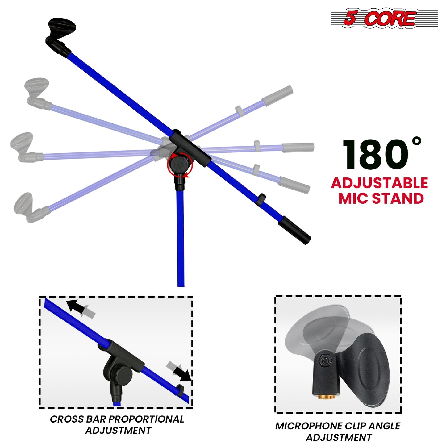 5Core Tripod Mic Stand Heavy Duty Adjustable Holder Floor Microphone
