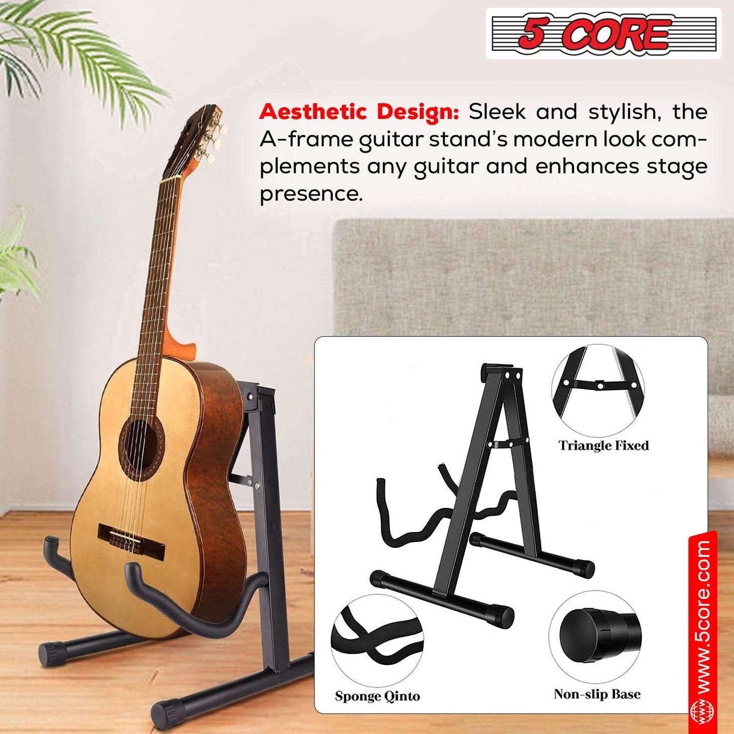 5Core Guitar Stand Floor A Frame Electric Acoustic Bass Soporte Para