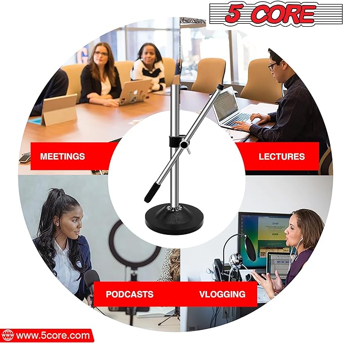 5Core Desktop Mic Stand Universal Desk Microphone Holder Table Top