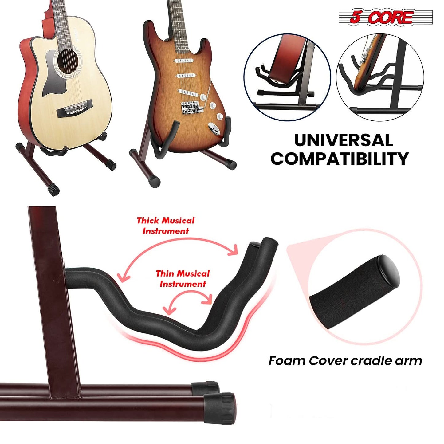 5Core Guitar Stand Floor A Frame Electric Acoustic Bass Soporte Para