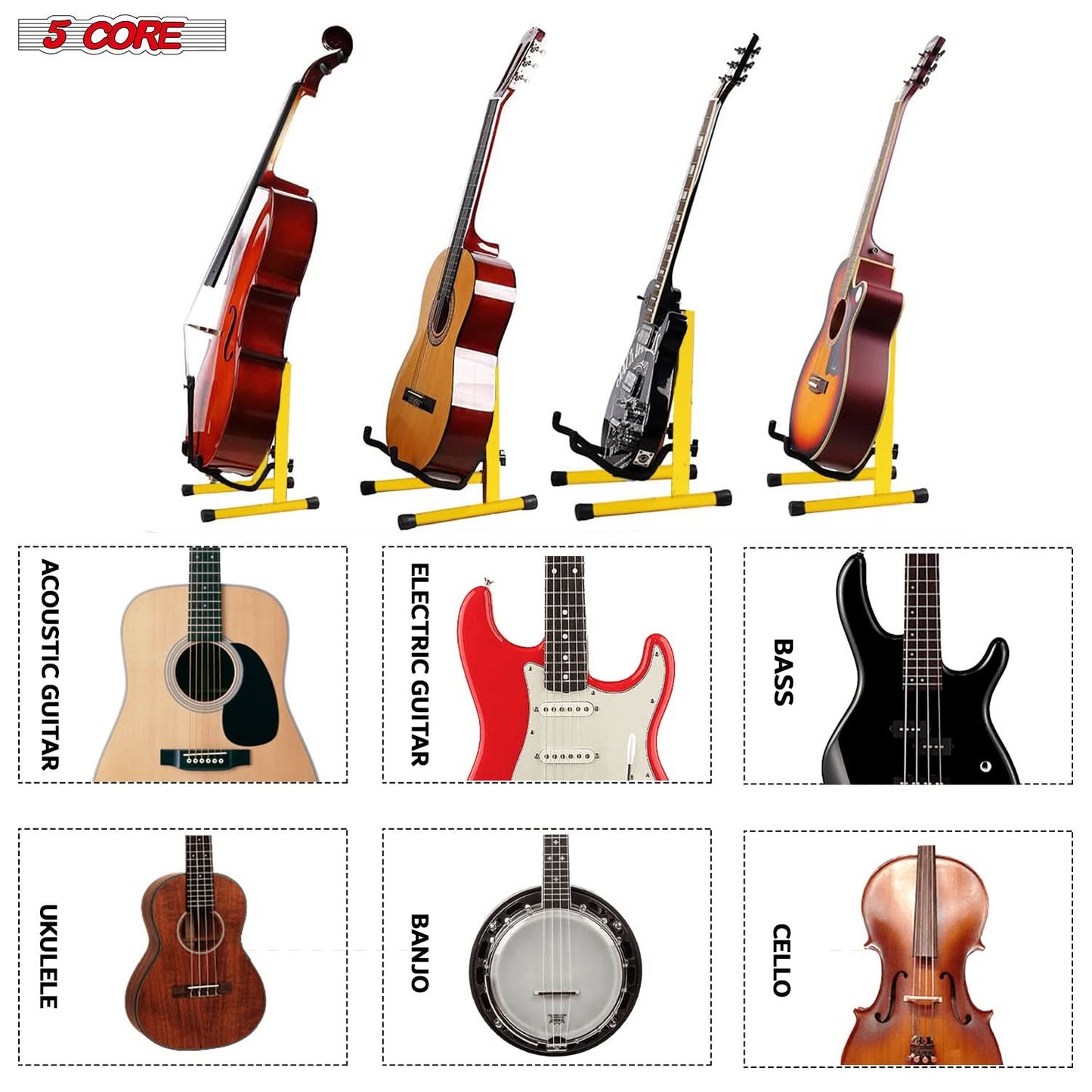 5Core Guitar Stand Floor A Frame Electric Acoustic Bass Soporte Para