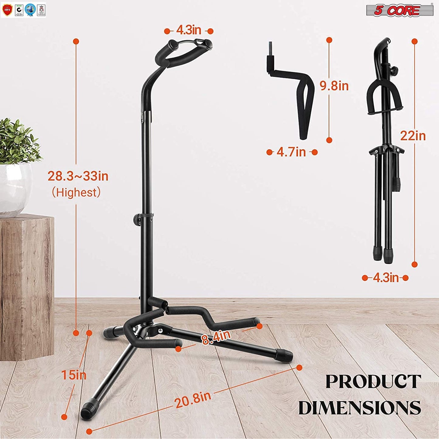 5Core Guitar Stand Floor Foldingholder Soporte Para Guitarra for