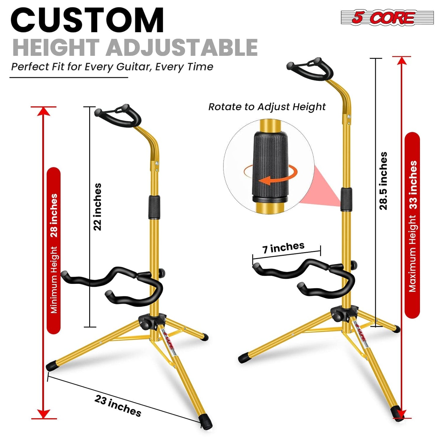 5Core Guitar Stand Floor Foldingholder Soporte Para Guitarra for