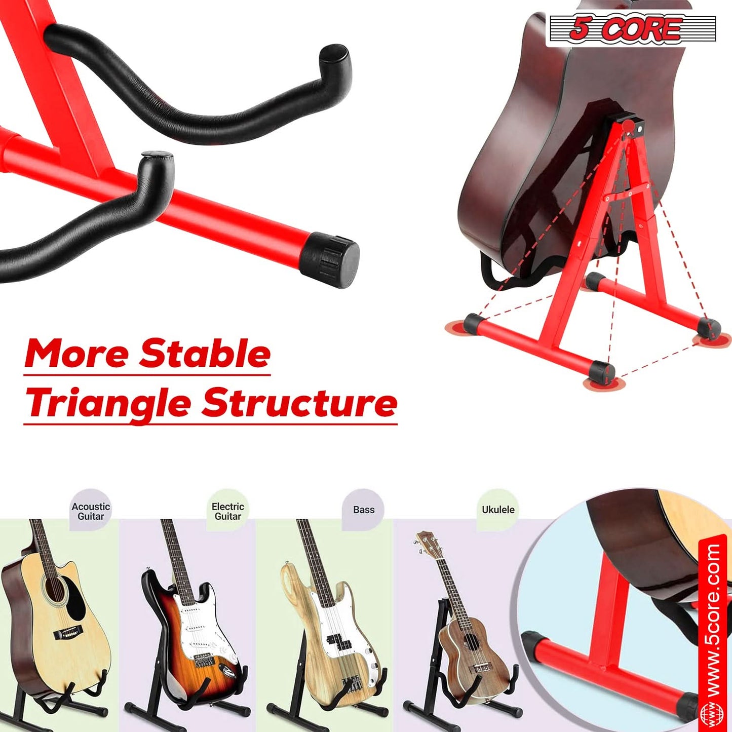 5Core Guitar Stand Floor A Frame Electric Acoustic Bass Soporte Para