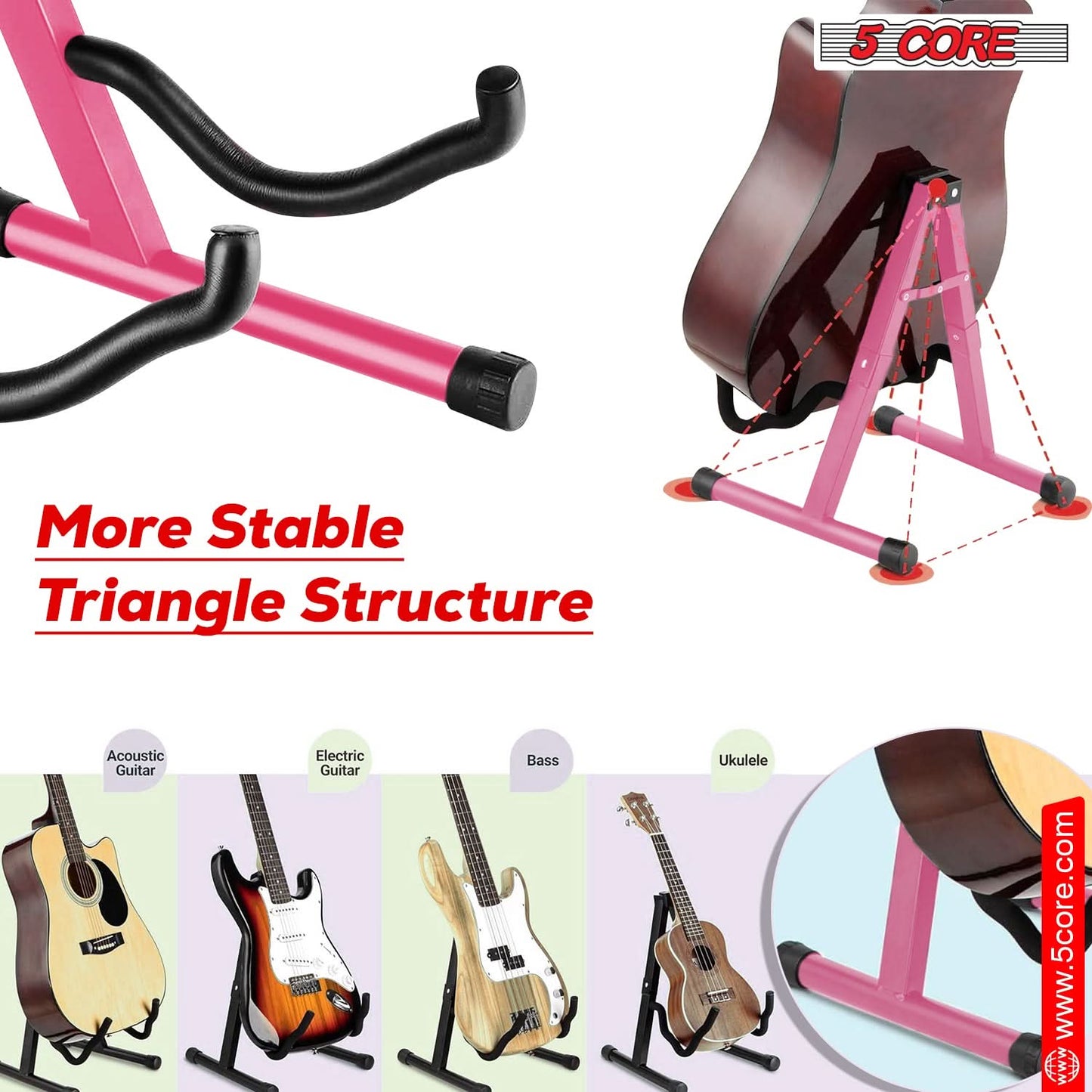 5Core Guitar Stand Floor A Frame Electric Acoustic Bass Soporte Para