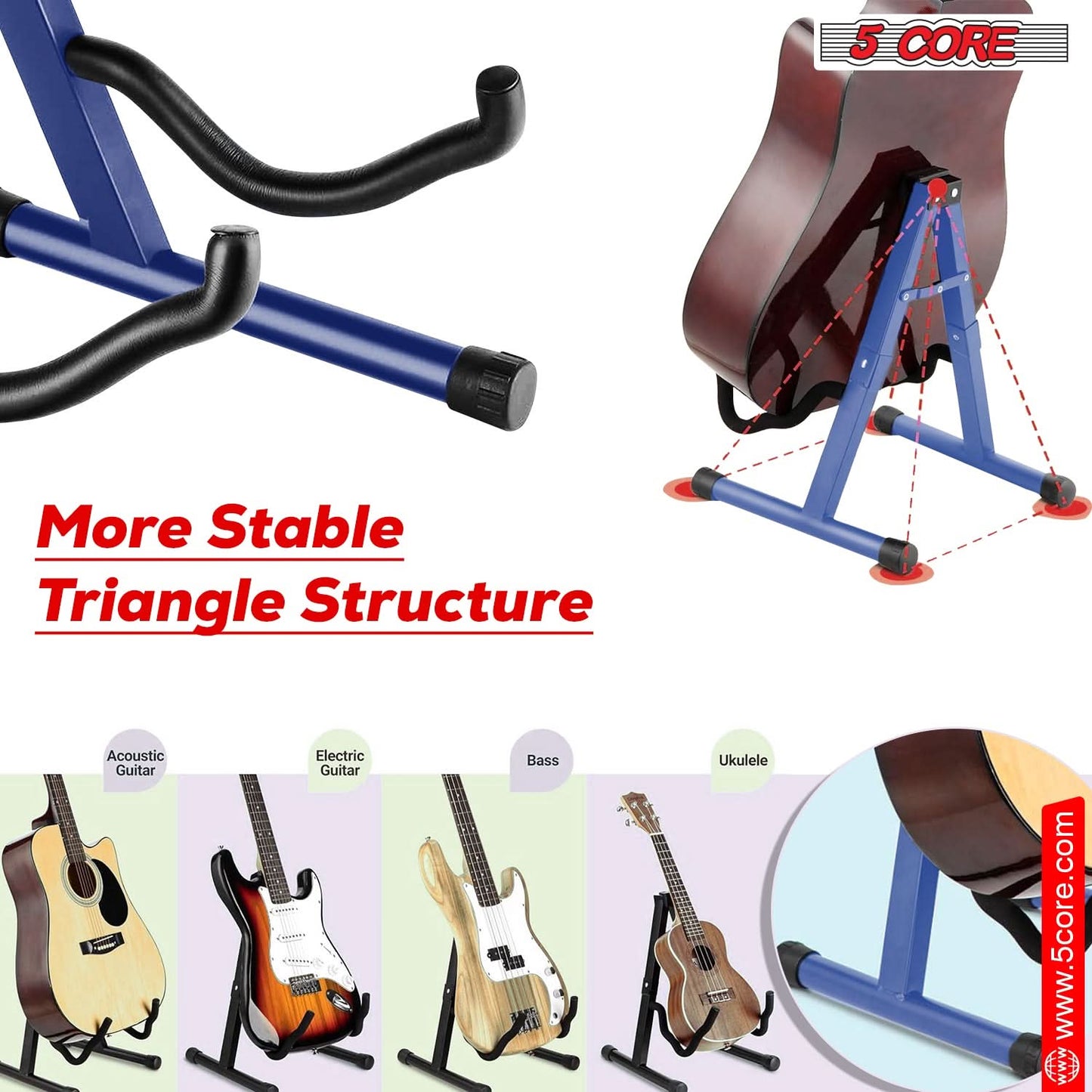 5Core Guitar Stand Floor A Frame Electric Acoustic Bass Soporte Para