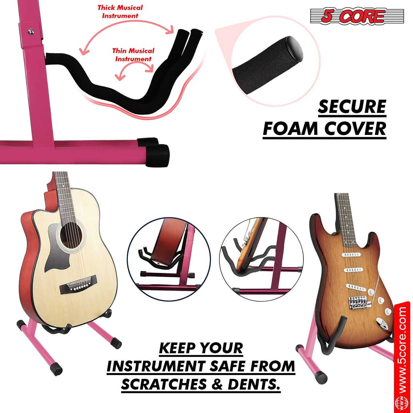 5Core Guitar Stand Floor A Frame Electric Acoustic Bass Soporte Para