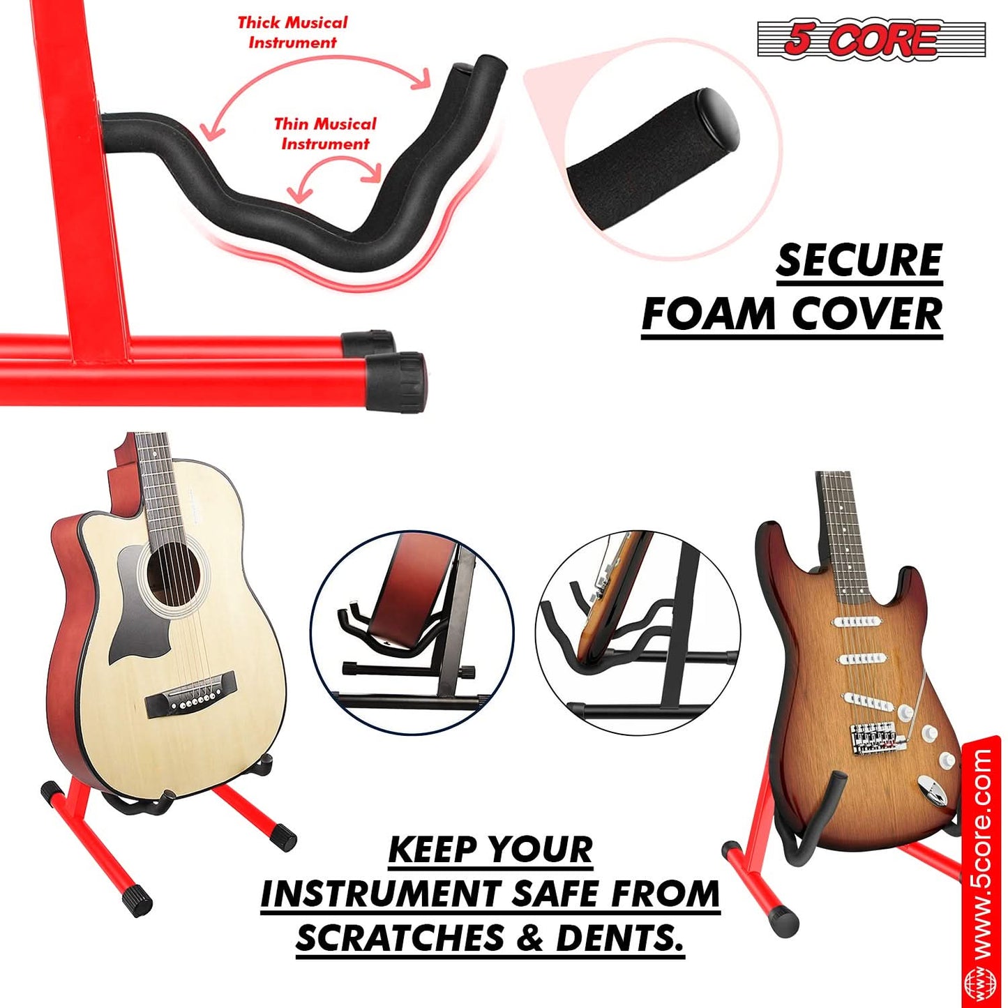 5Core Guitar Stand Floor A Frame Electric Acoustic Bass Soporte Para