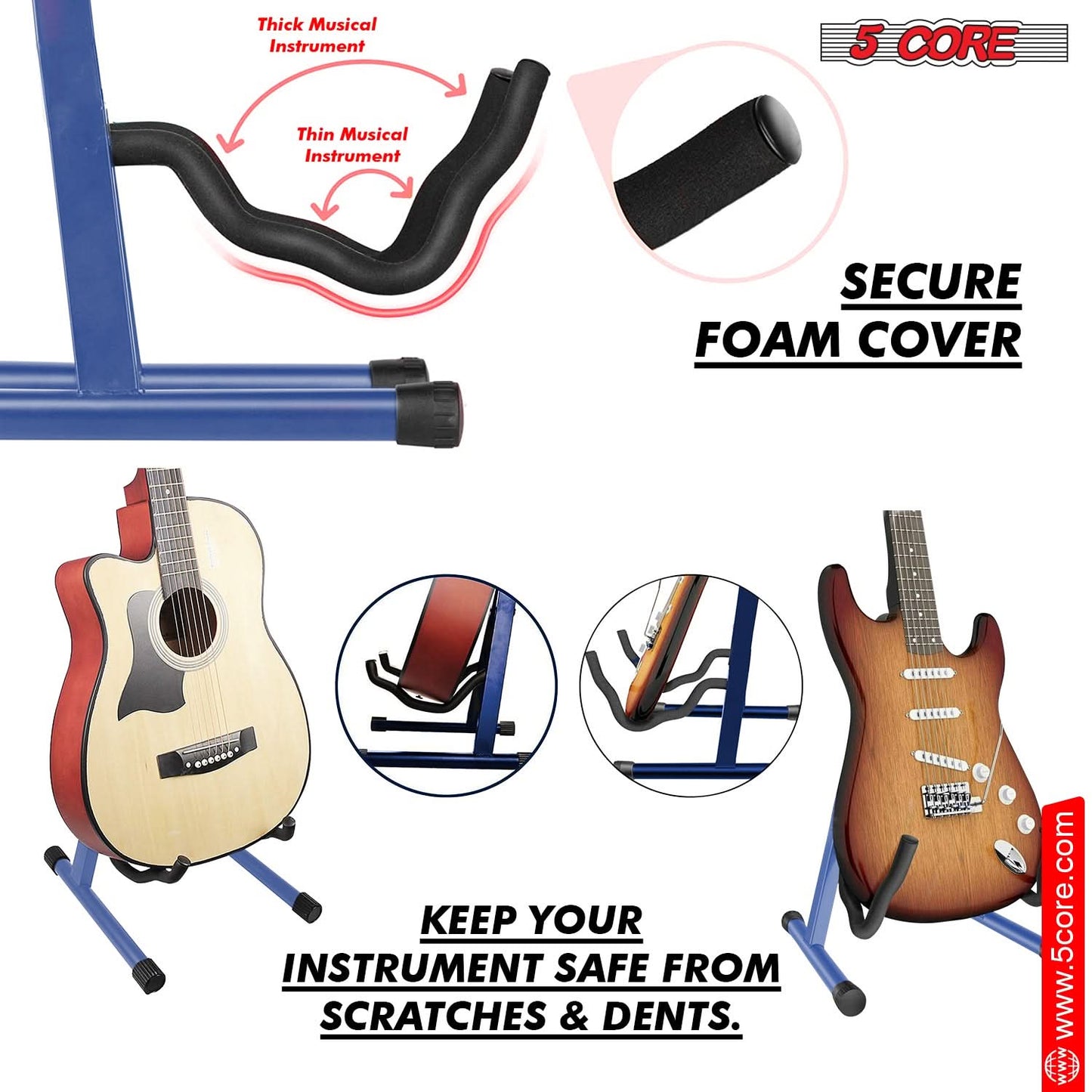 5Core Guitar Stand Floor A Frame Electric Acoustic Bass Soporte Para