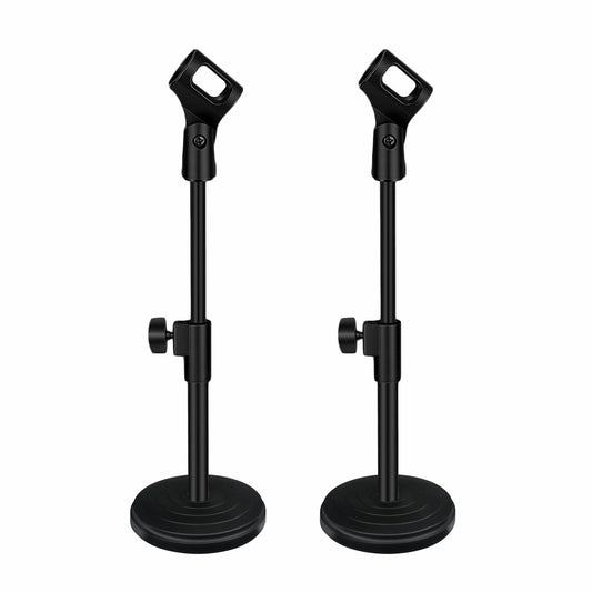 5 Core Desk Mic Stand 2Pcs Adjustable Table Round Base Portable Deskto